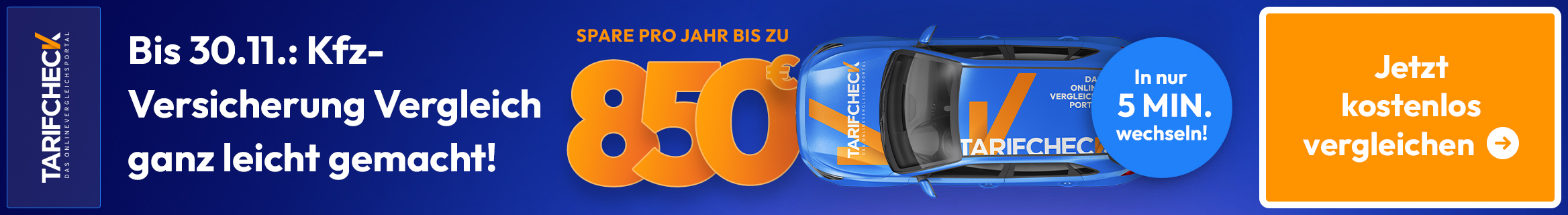 Tarifcheck: Kfz-Versicherung vergleichen — spare pro Jahr bis zu 850 €